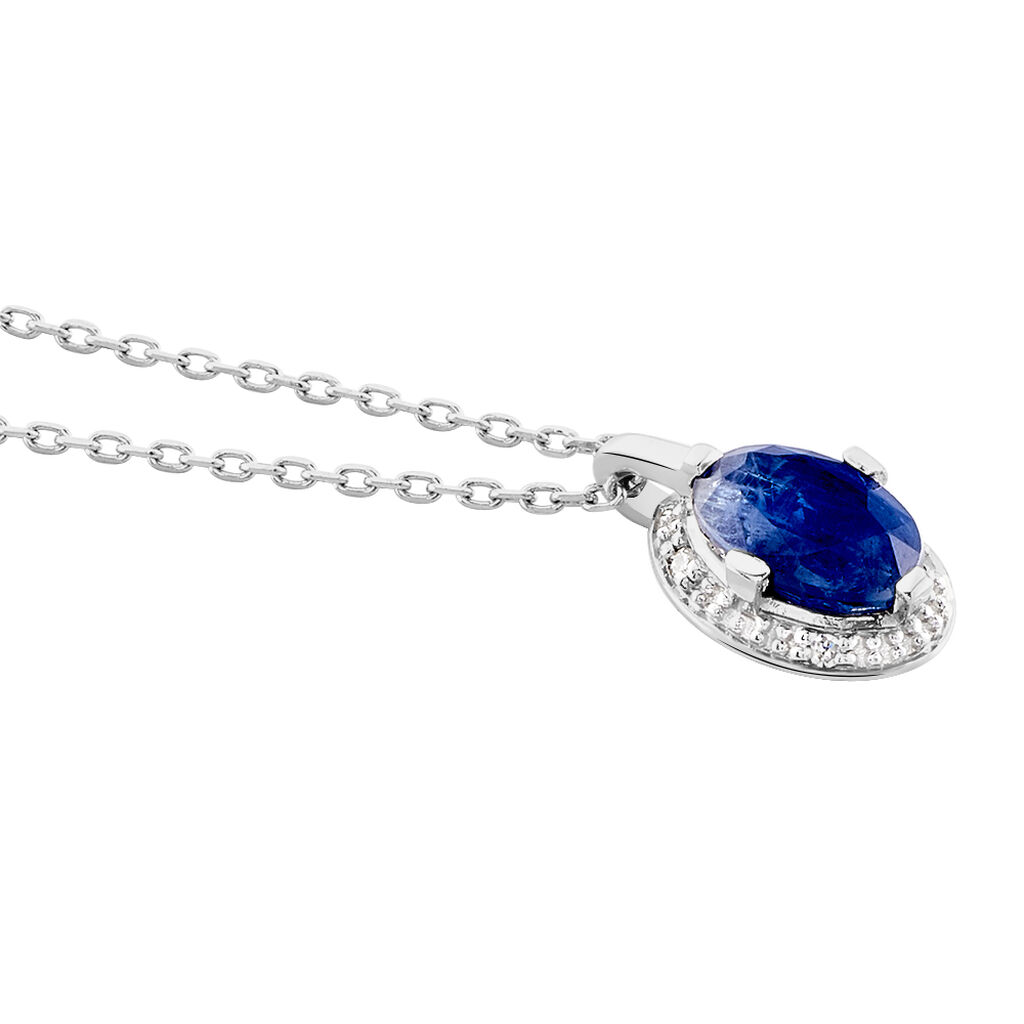 Collier Kriska Or Blanc Saphir Et Diamant