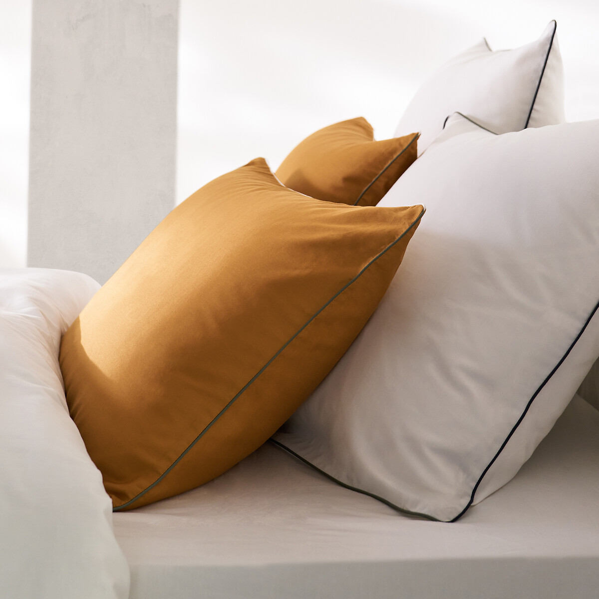 EMMA X LA REDOUTE INTERIEURS<br>Lençol de algodão sat, borda 30 cm, Bérénice