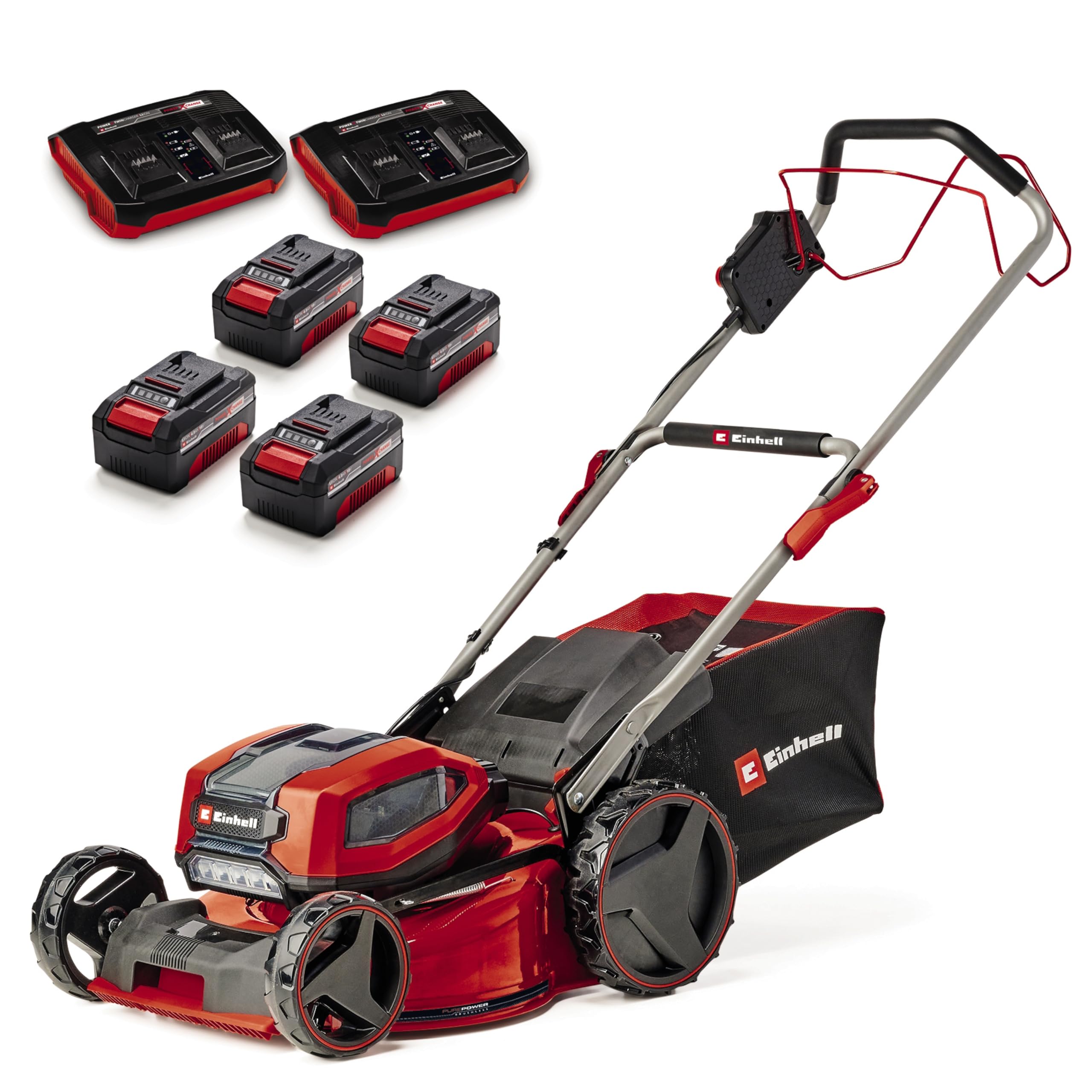 Einhell Professional Tondeuse à gazon sans fil GP-CM 36/47S Li BL (4x4,0Ah) Power X-Change (36V, moteur Brushless, Coupe à 47cm, Bac de 65L) Livré ave