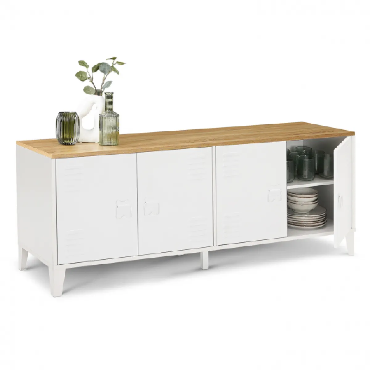 Idmarket MARKET Buffet ESTER 4p blanc pla bois