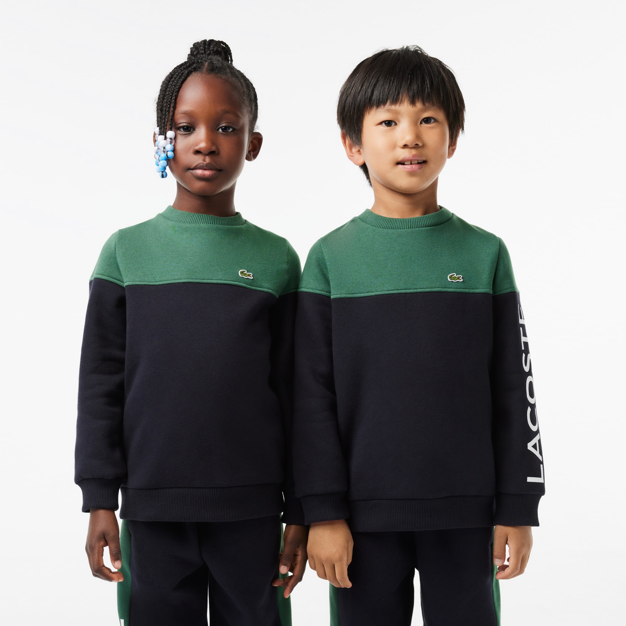 Sweatshirt enfant color-block en molleton de coton biologique Pullovers & Sweatshirts - Vert - Lacoste - Enfant