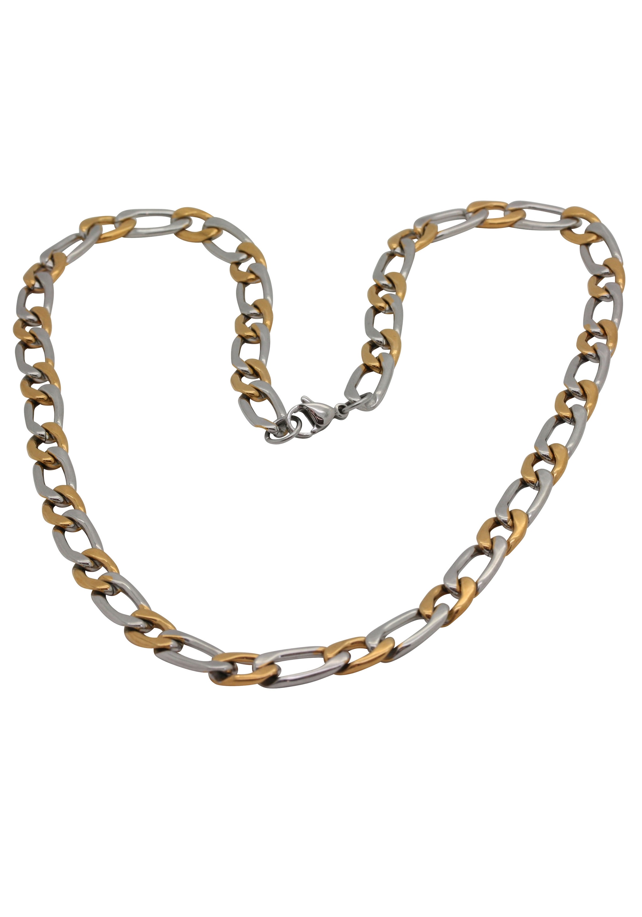 Firetti Edelstahlkette »Schmuck Geschenk Panzer-/Figarokette, bicolor, ca. 7,47 mm breit« Made in Germany