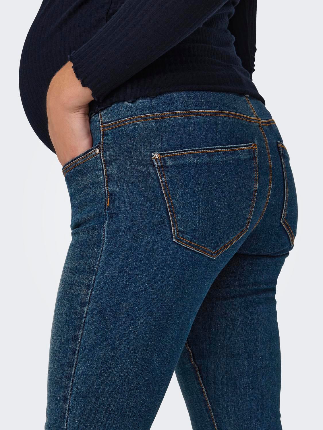 OLMWAUW Mittlere Taille Skinny Fit Jeans Dark Blue Denim