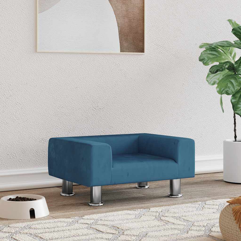 vidaXL Hondenbed, Blauw, 50x40x26,5 cm, Fluweel