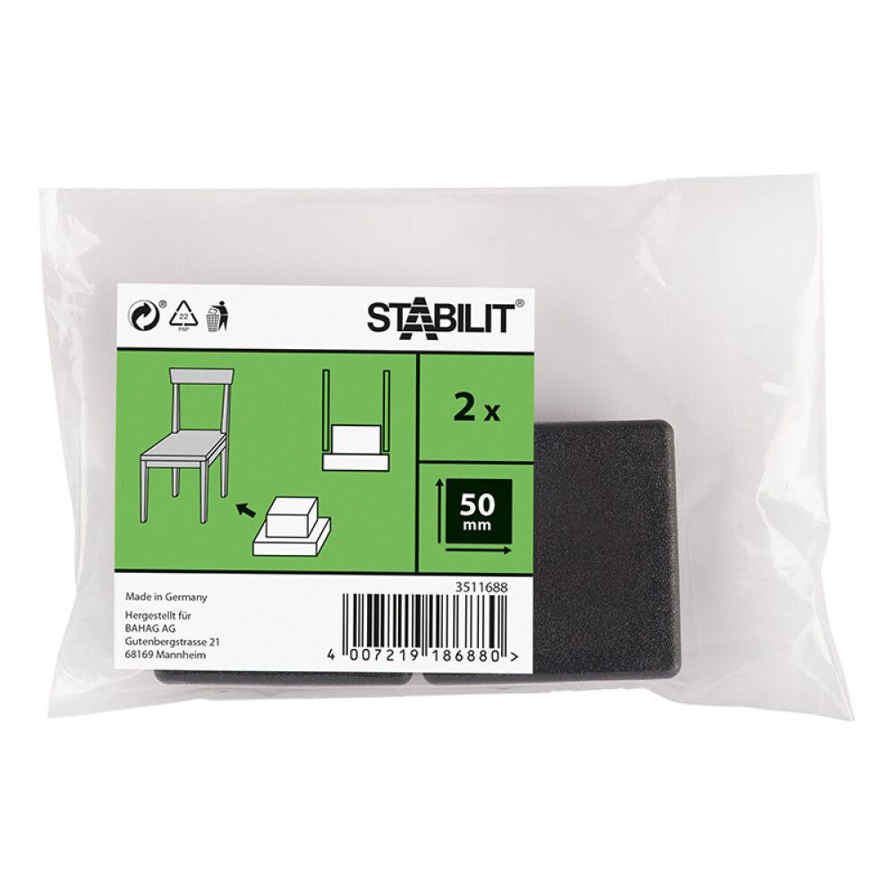 MØBELKNOTTER STABILIT SVART 50X50MM 2STK