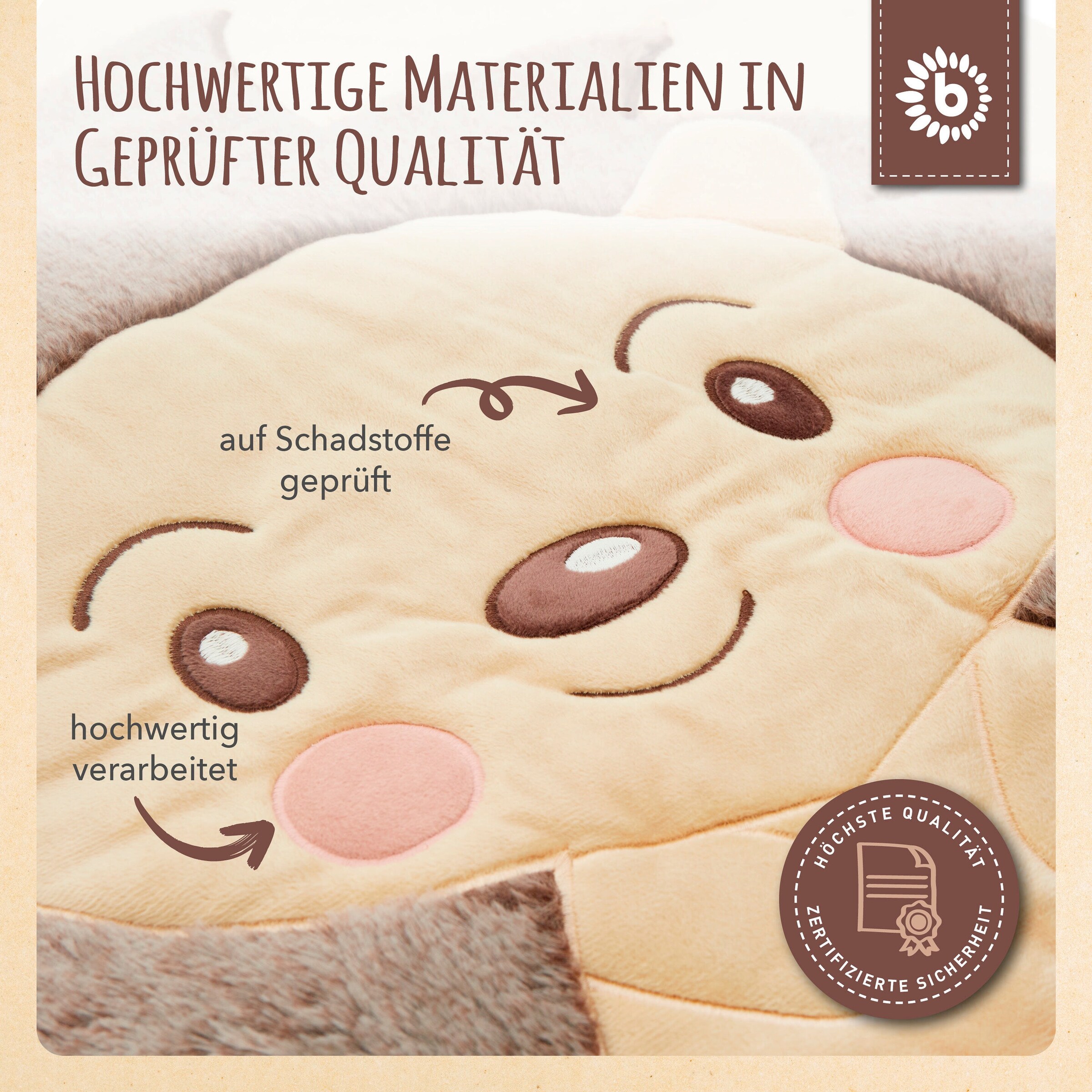 Bieco Krabbeldecke mit Aktivität Igel - ab Geburt Beige