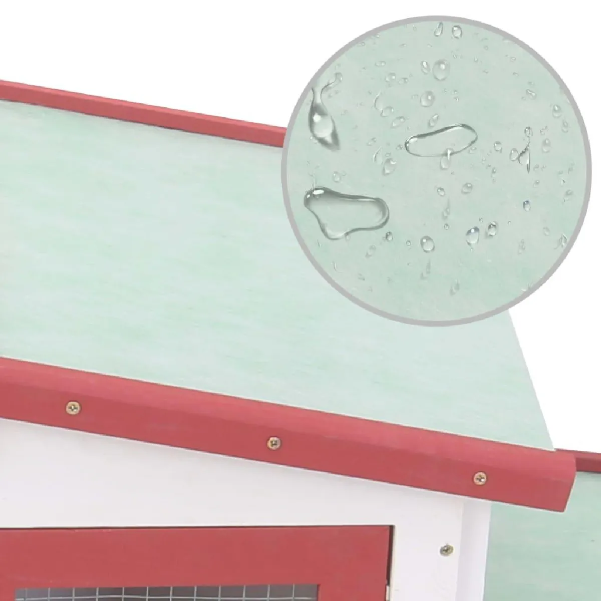 Helloshop26 Clapier Large d'Extérieur - 204x45x85 cm - Rouge Blanc