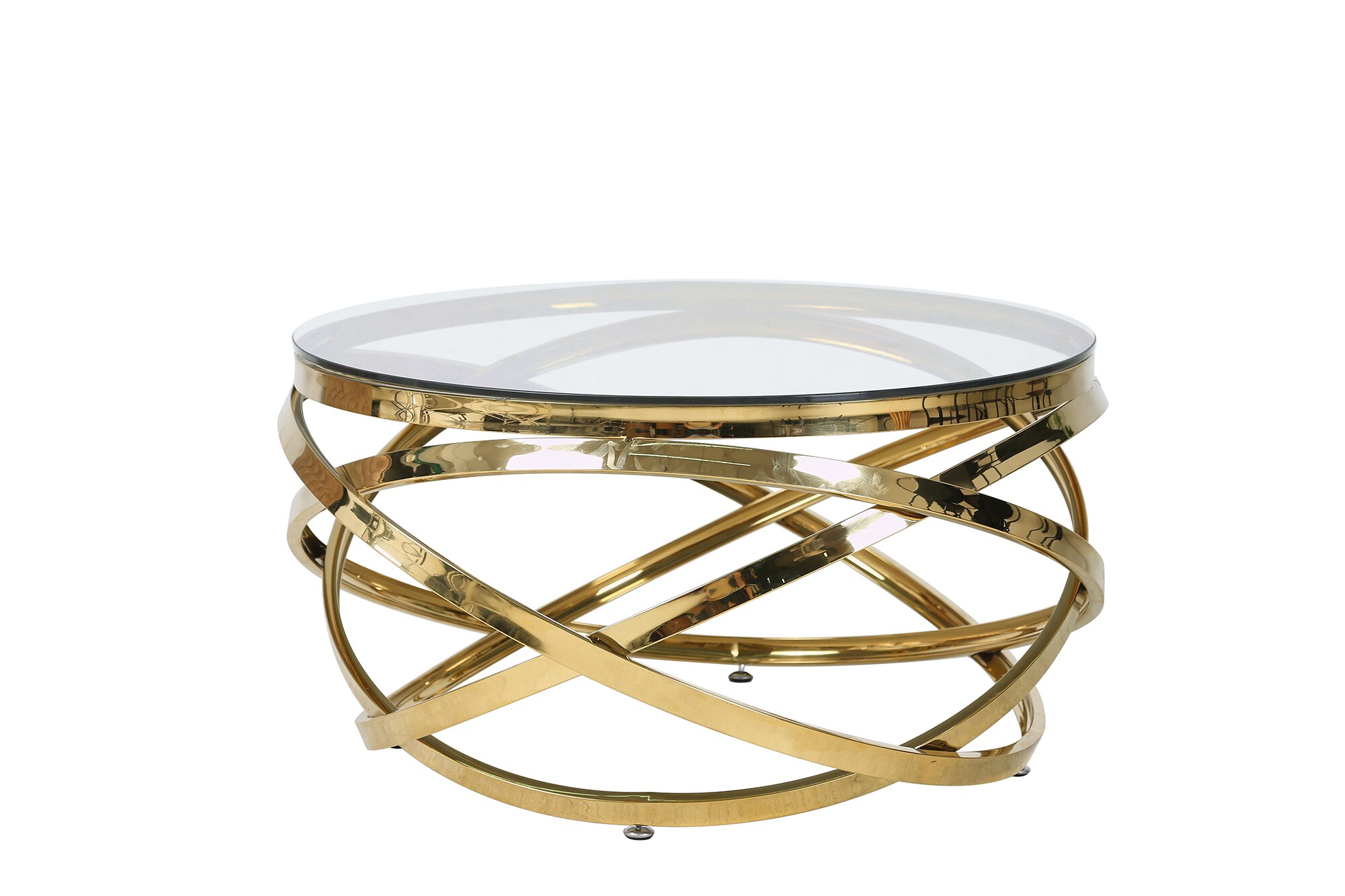 Couchtisch Ø 80 cm gold Glastisch Beistelltisch Sofatisch Wohnzimmertisch