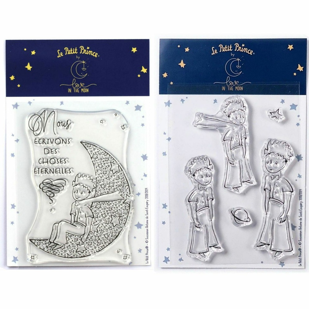 6 tampons transparents le petit prince lune et planète