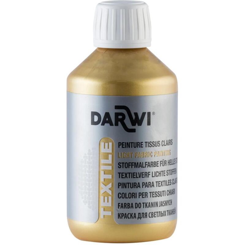DARWI Flacon de 250 ml de Peinture Textile Métallique - Or