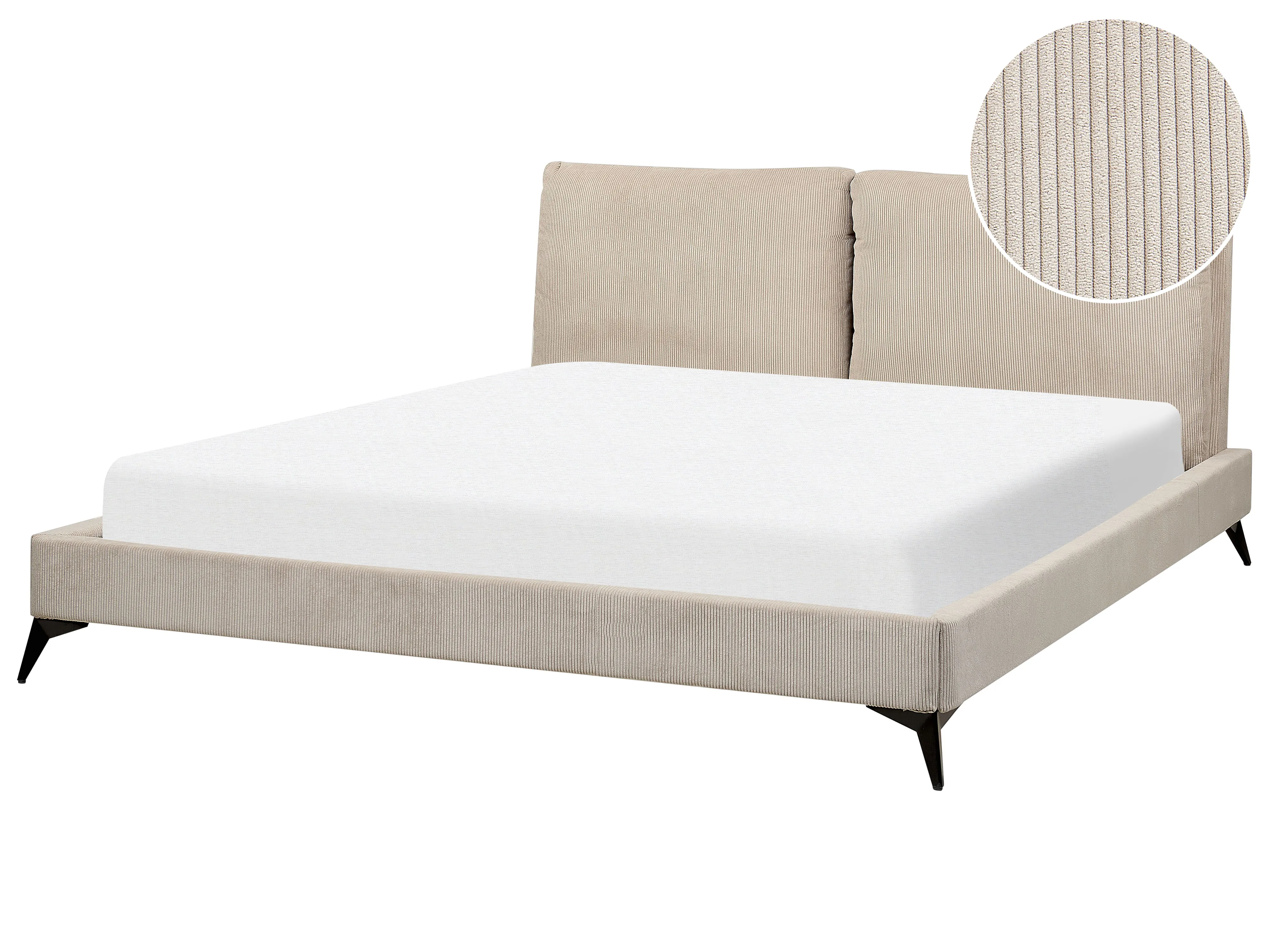 Bed Corduroy MELLE 180 x 200 cm Taupe