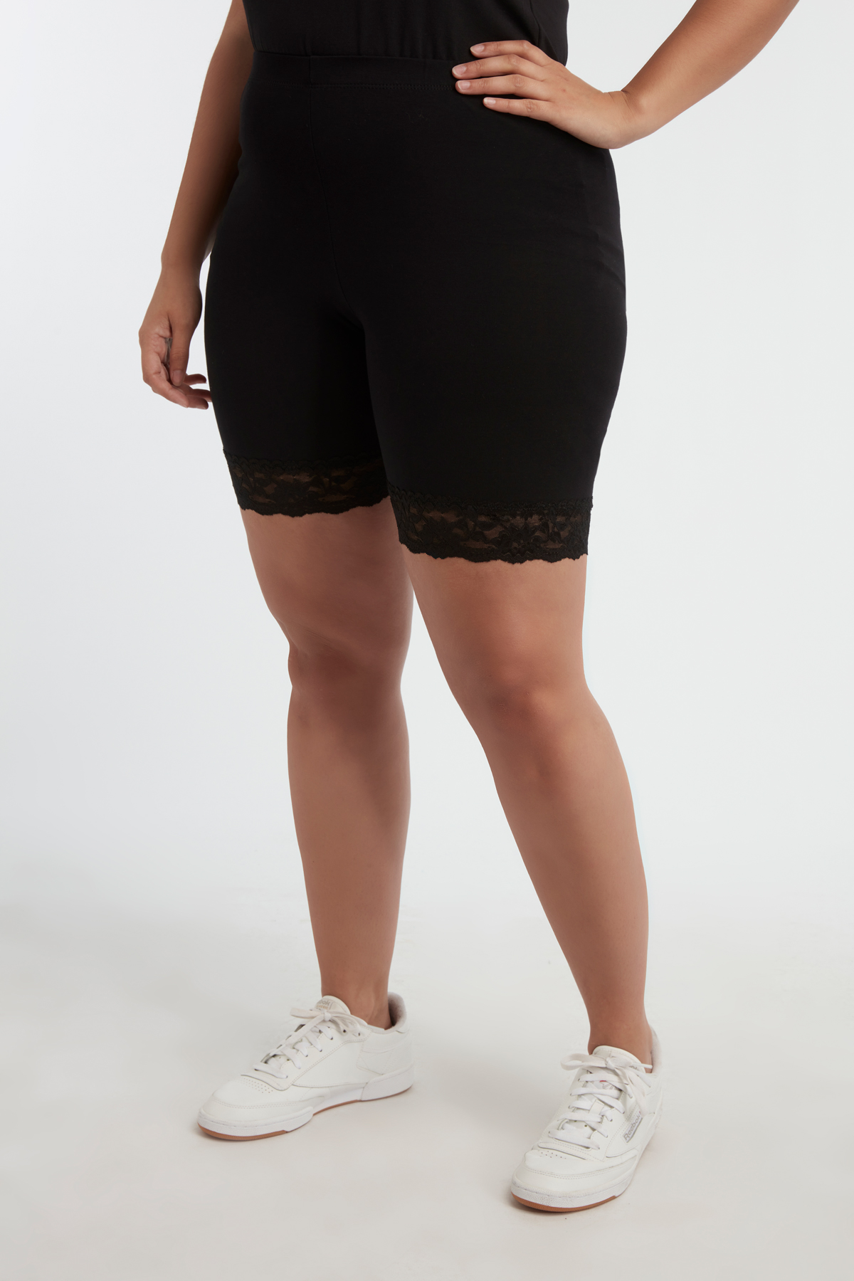 2-pack Korte legging met kant Zwart