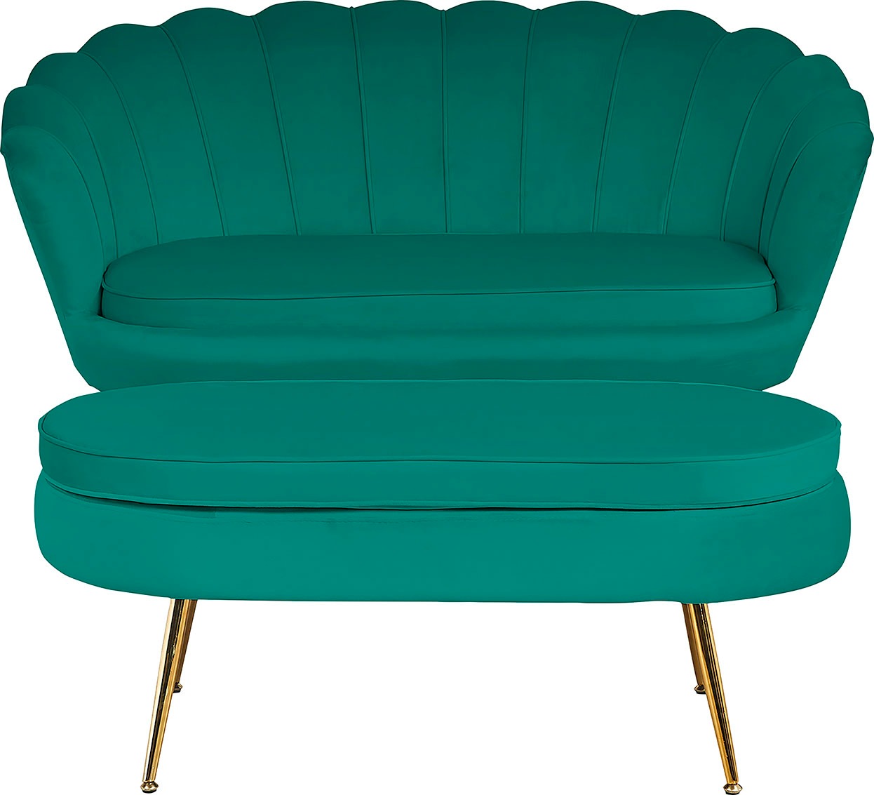 SalesFever Polsterhocker »Clam - Stilvoller Hocker« Elegantes Design in ovaler Form, 99cm Breite
