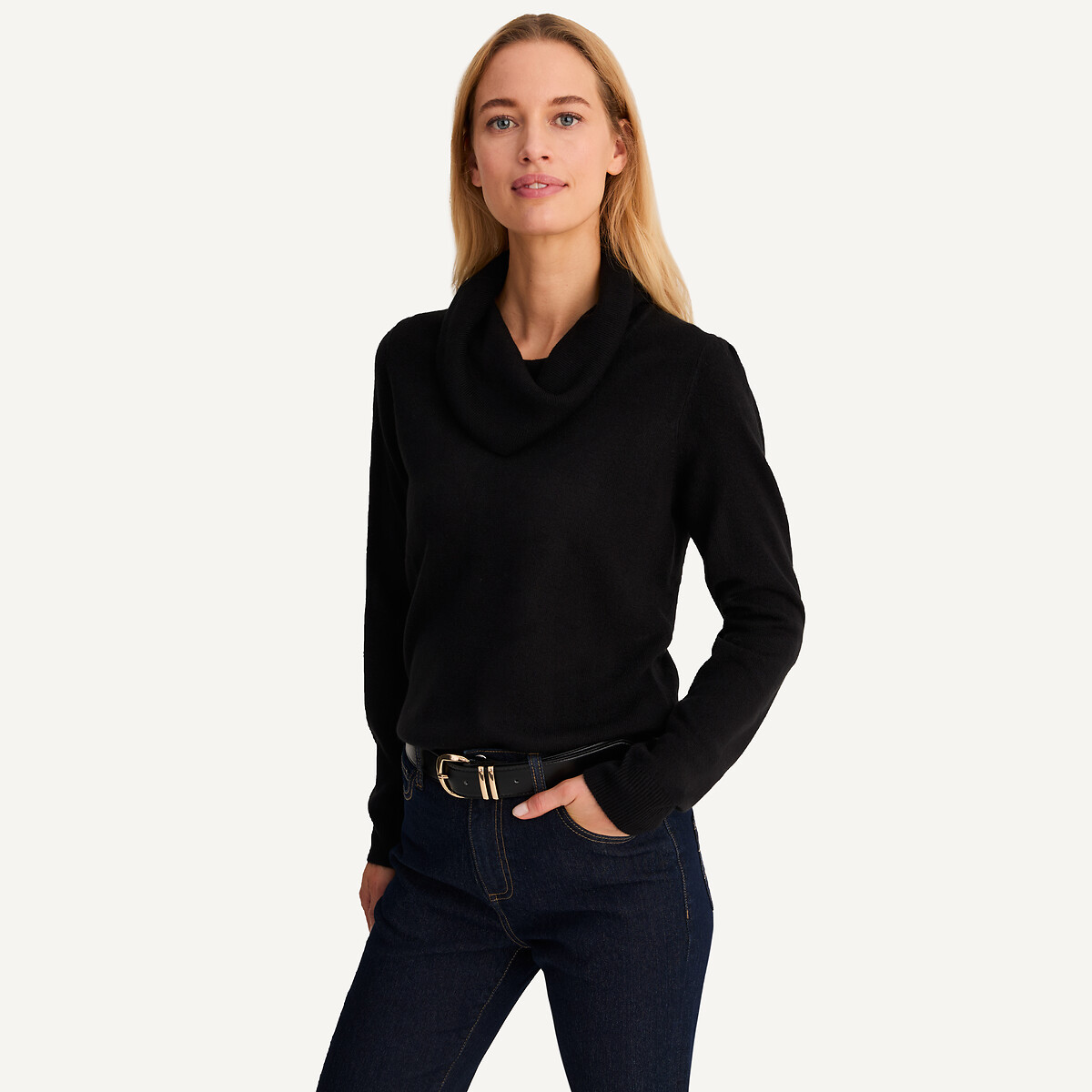 ANNE WEYBURN<br>Suéter com gola alta, mangas compridas e toque macio