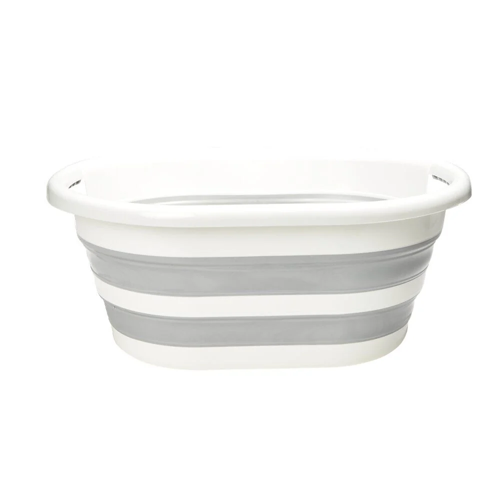 Panière à linge rétactable 26L plastique gris et blanc