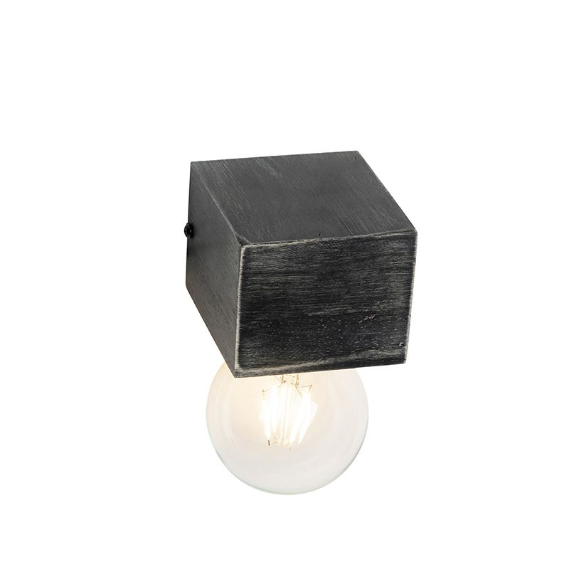 Landelijke wandlamp zwart hout - Bloc