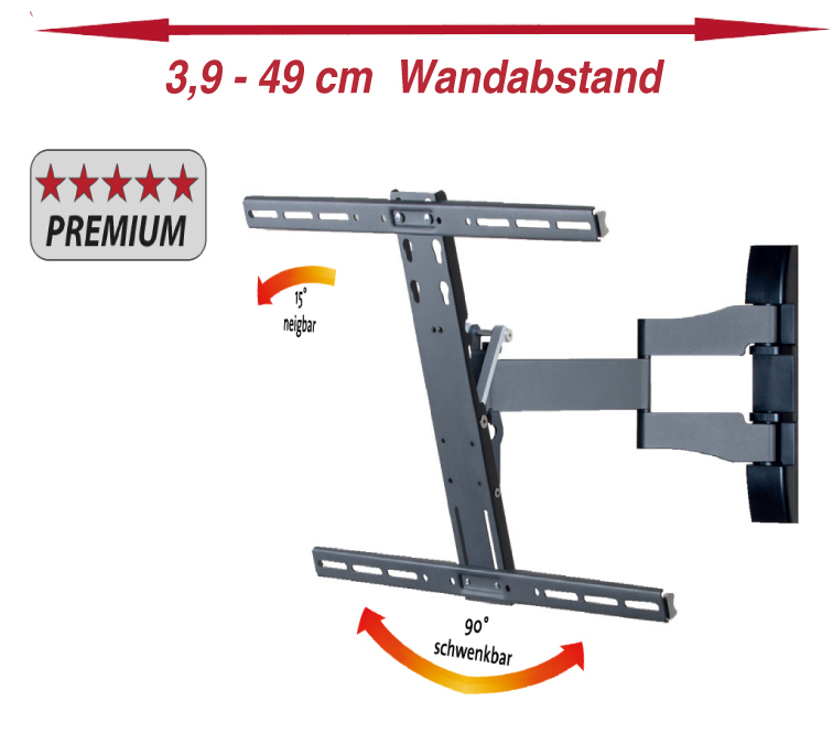 TV-Wandhalterung WS 100 SLIM - schwarz - für 26-70 Zoll