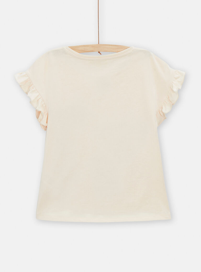 T-shirt écru foncé avec animation jaguard pour fille