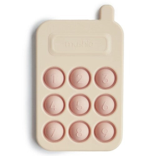 Mushie sensorische speelgoedtelefoon - blush