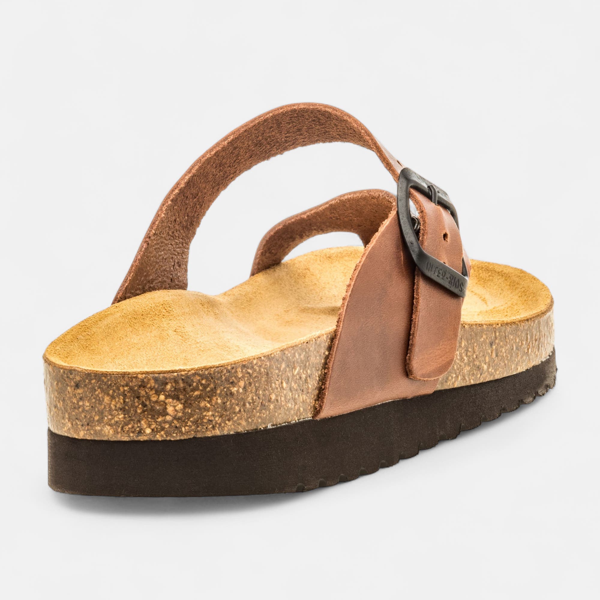 Mules semelle liège Femme en cuir cognac