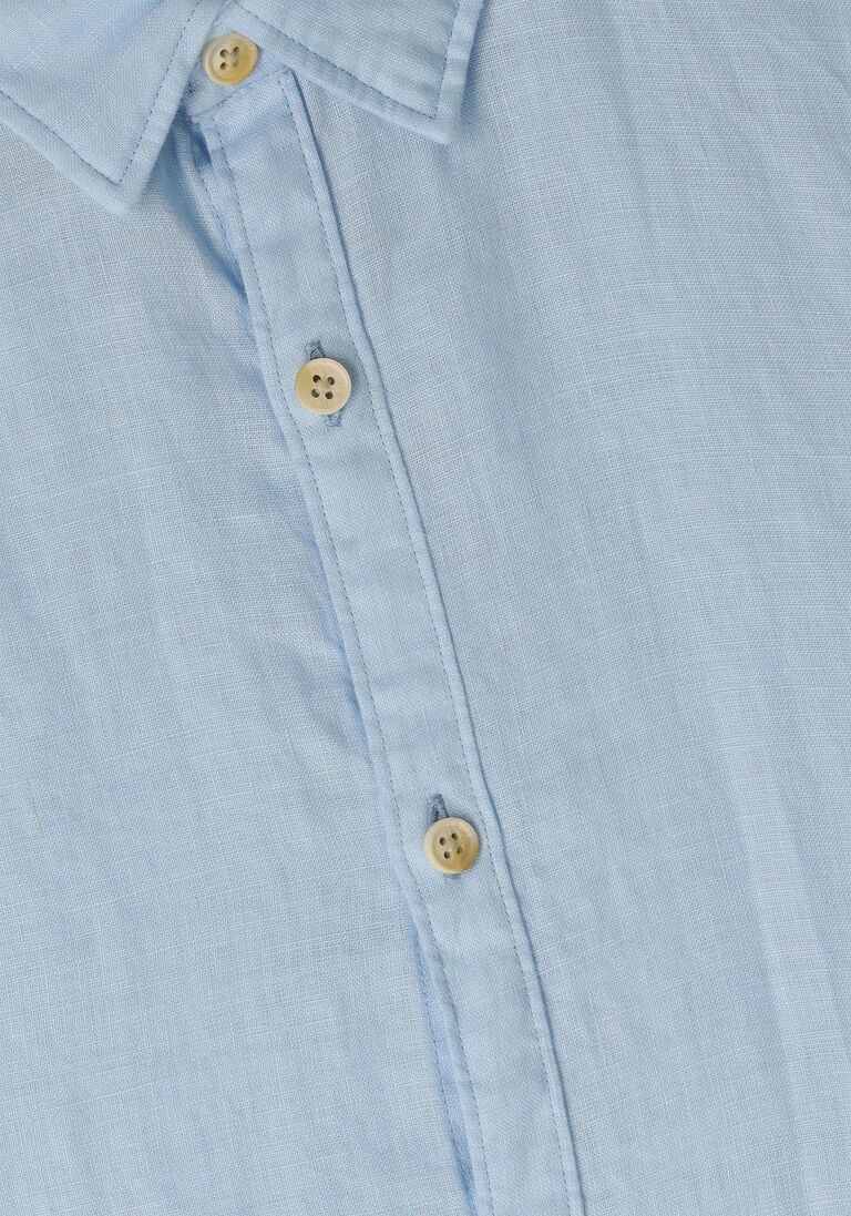SCOTCH & SODA lichtblauwe scotch & soda casual overhemd regular-fit linen shirt with sleeve roll-up