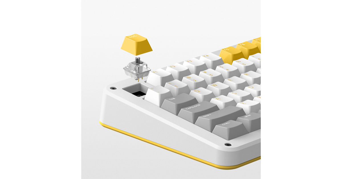 IqunixZX75 Gravity Wave Wireless Mechanical Keyboard, gaming toetsenbord  (Grijs/geel, US lay-out, Gateron Red, RGB leds, 75%, Hot-swappable, Double-shot PBT, 2.4GHz | Bluetooth 5.1 | USB-C)
