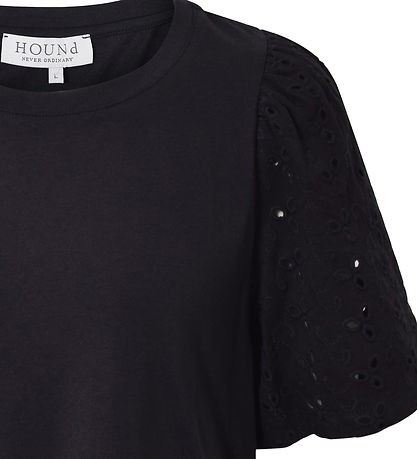 Hound T-Shirt - Puff Sleve Top - Blåck