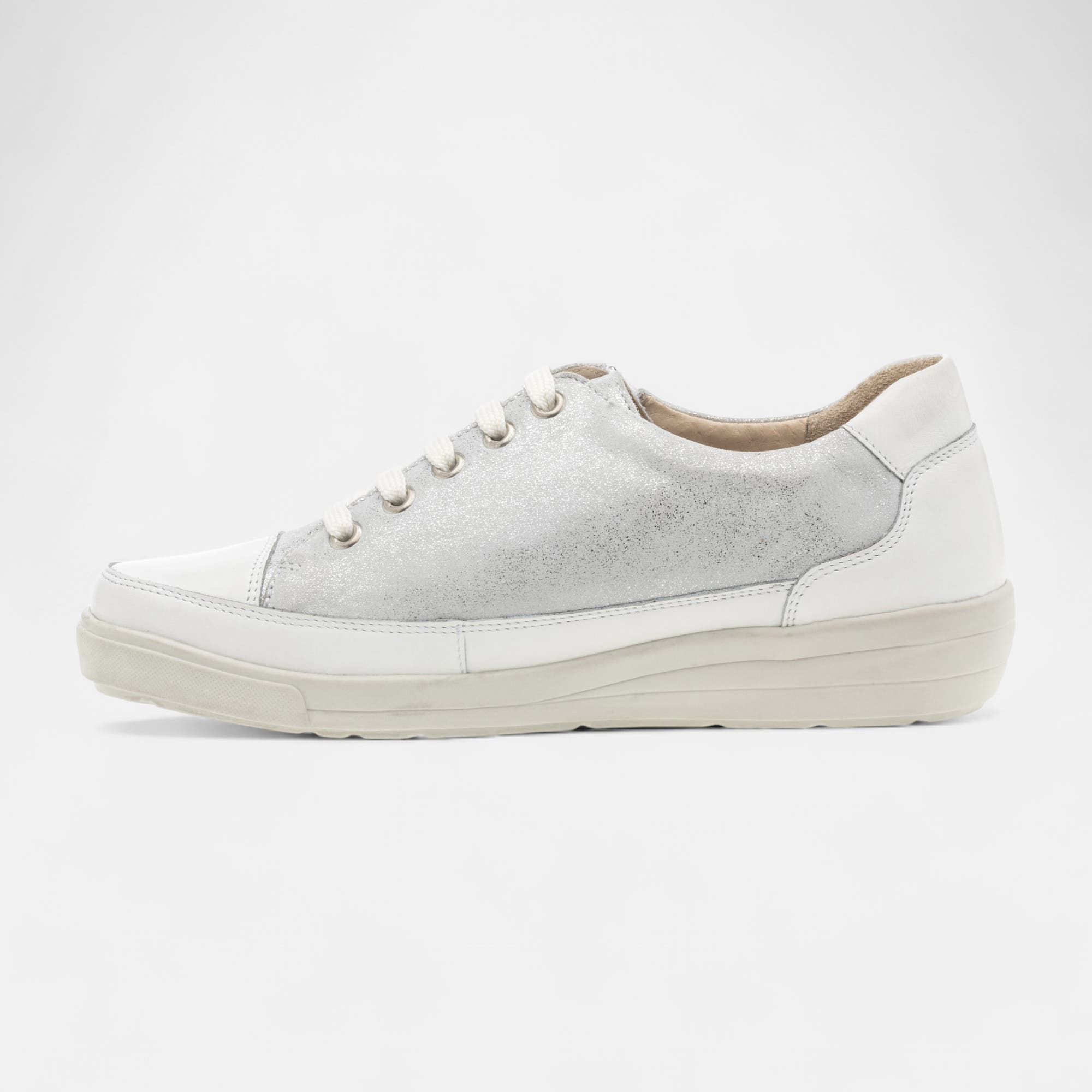 Baskets basses Femme en cuir argent