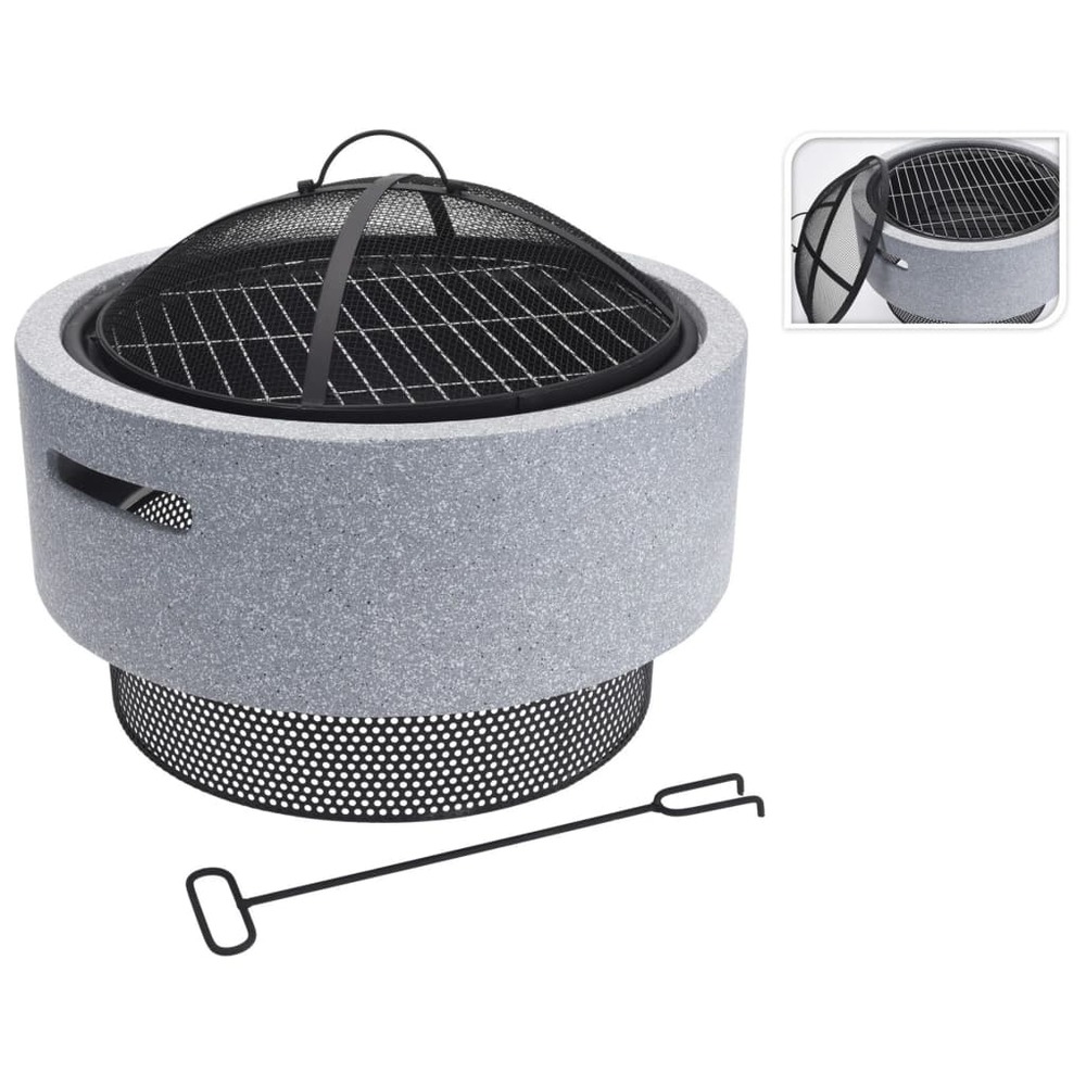 Bol à feu avec grille de barbecue gris clair 52x18,5 cm