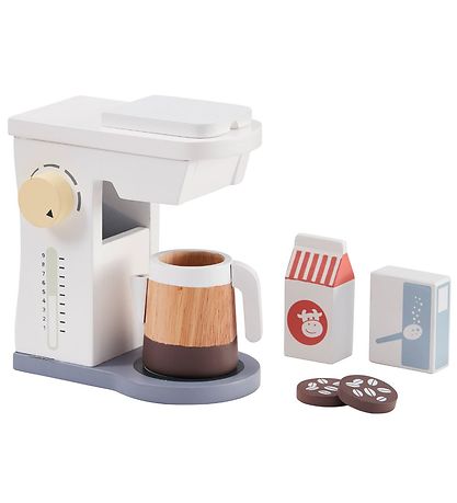 Kids Concept Kaffeemaschine m. Zubehör - Holz - Weiß