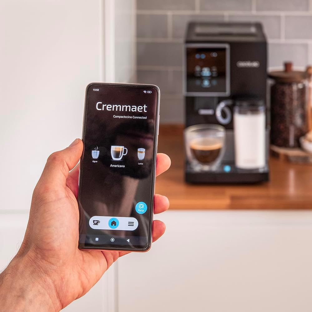 Cecotec Machine a Café Espresso Superautomatique Cremmaet Compactccino Connected Black Rose. 19 Bars, cran TFT, Wifi, Moulin Integré, Réservoir d'eau 1,1 L et de lait 400 ml, Nettoyage Automatique