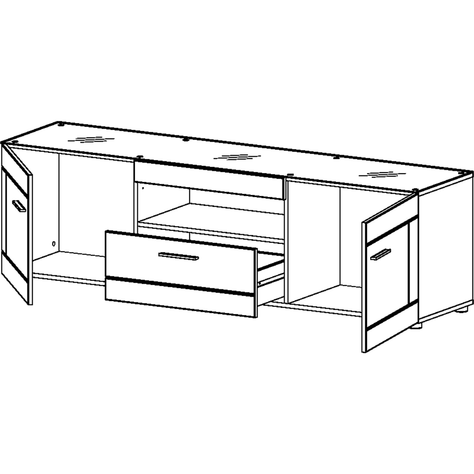 TV-Möbel Atlantis MDF Hochglanz weiss 167 x 49 x 40 cm