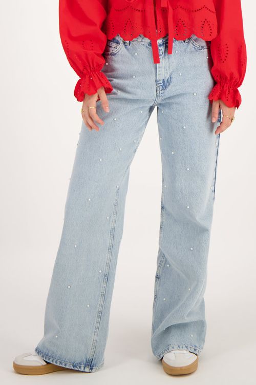 Denim spijkerbroek met parels