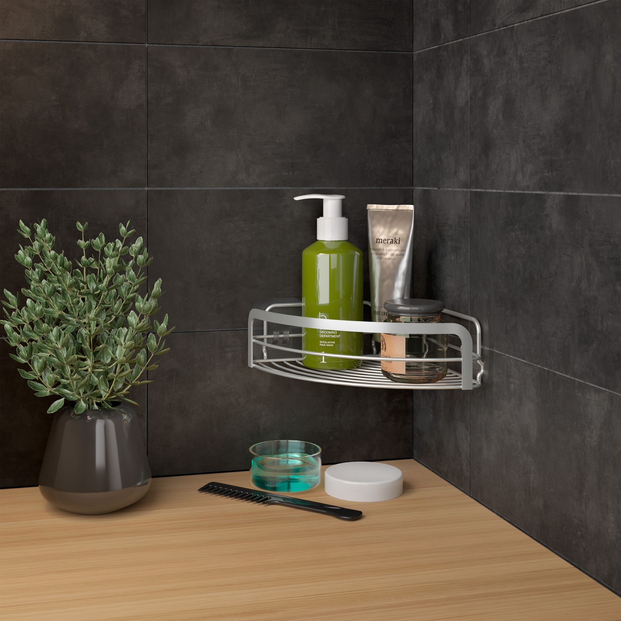 Metaltex Origin Luxy Eckregal mit 1 Etage für Dusche