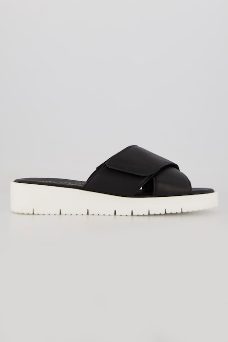 Vitaform Leder-Pantoletten, Klettriegel, Weite H