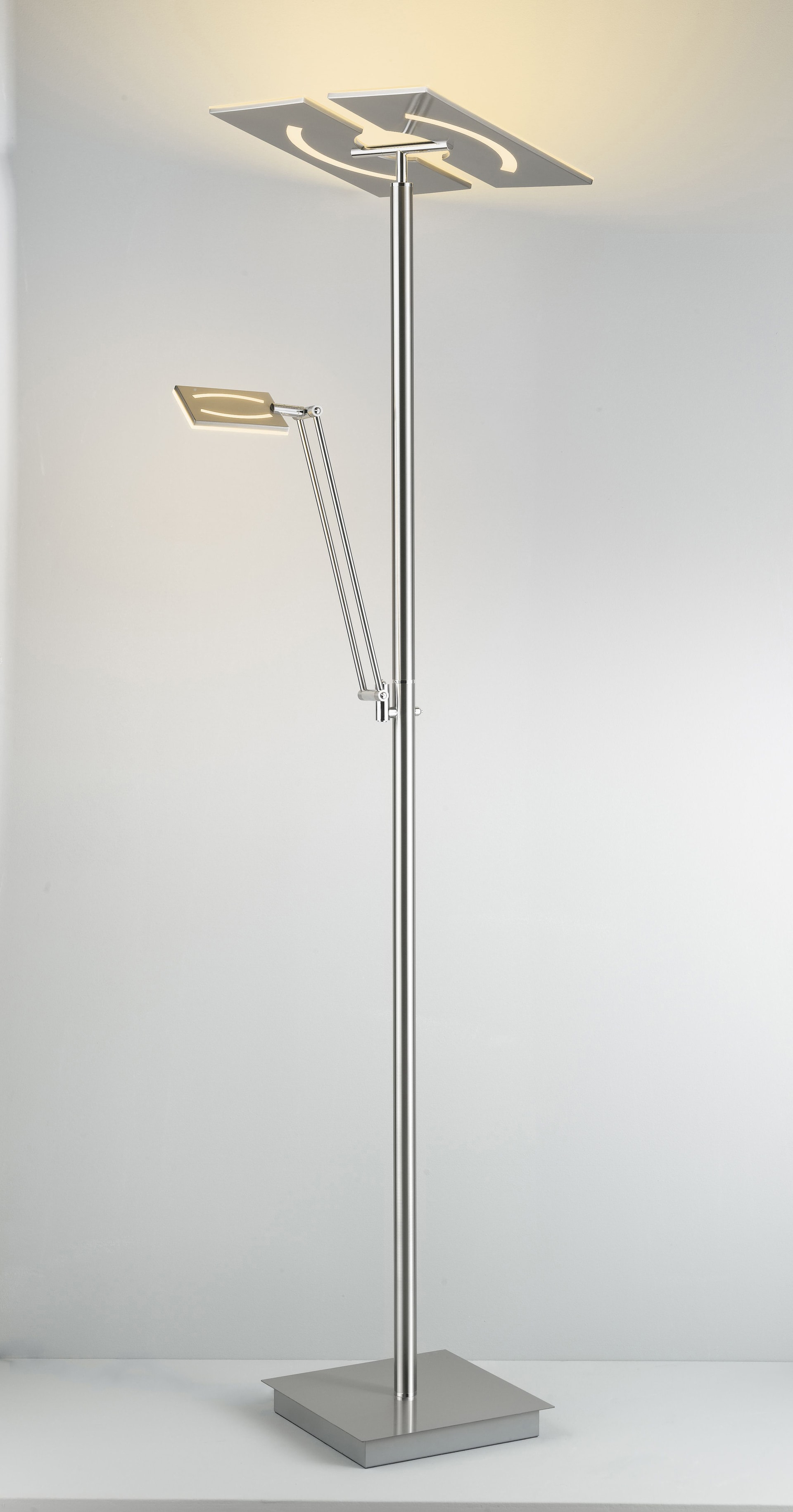 MONDO LED Deckenfluter mit Leselampe MATEO nickelfarbig