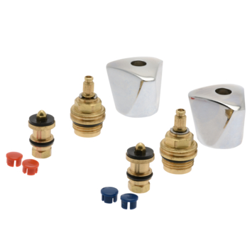 Sanivesk kraanbovendeel driegreep set chroom rood + blauw 1/2