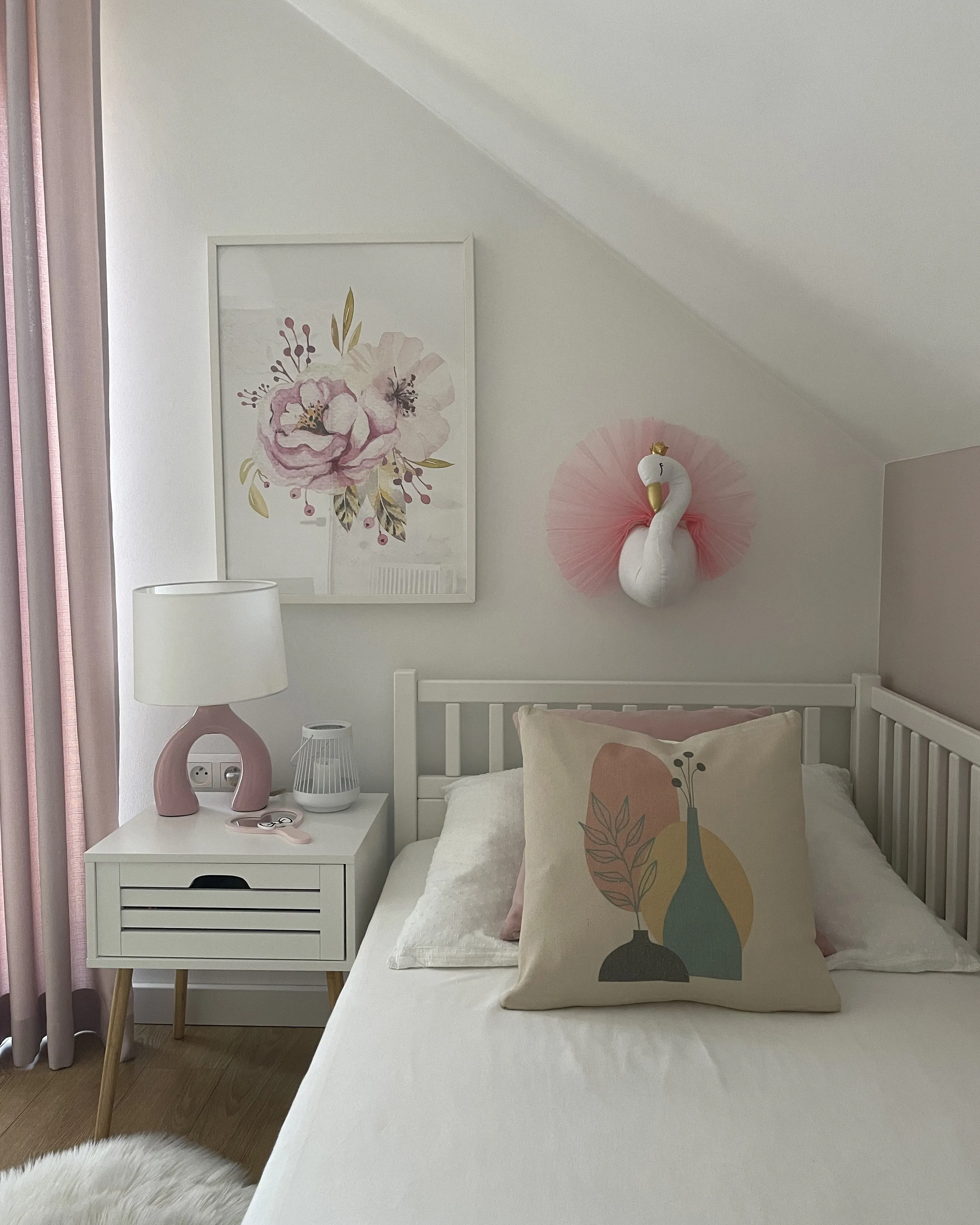 Wanddecoratie voor kinderen Zwaan ODETTA Katoen 32 cm Wit
