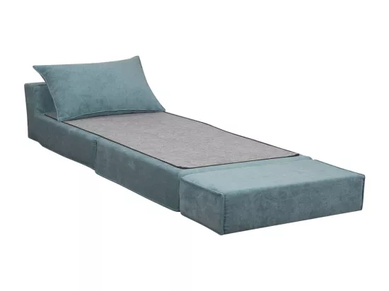 Chauffeuse 1 place convertible en tissu effet velours bleu VICTOR