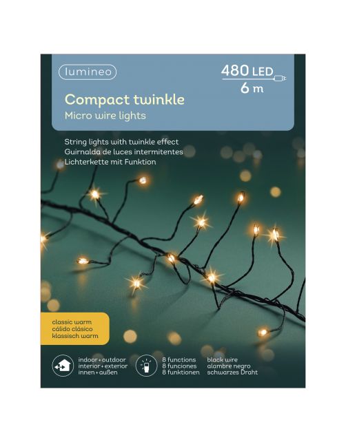 Lumineo Micro Compact Light Twinkel - Decoratie - 600 cm Zwart 480 led