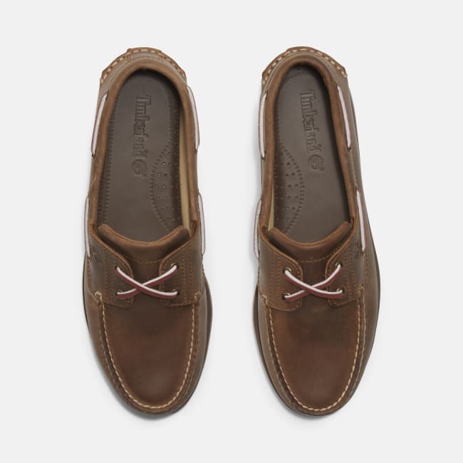 Scarpa da Barca in Pelle Classic da Uomo in                marrone scuro