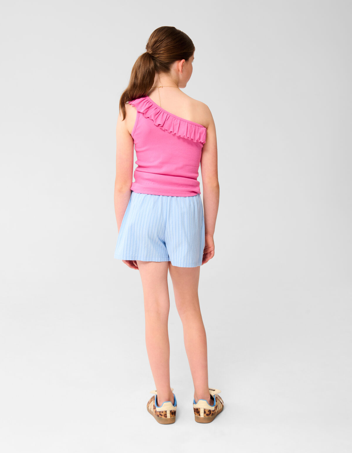 One Shoulder Rib Top Roze