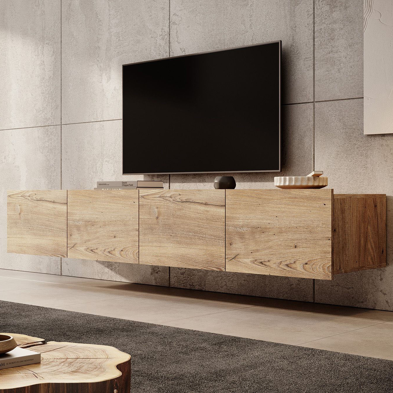 Calabas - TV-Meubel met 4 deuren - Kastanje - 200x43x37 cm