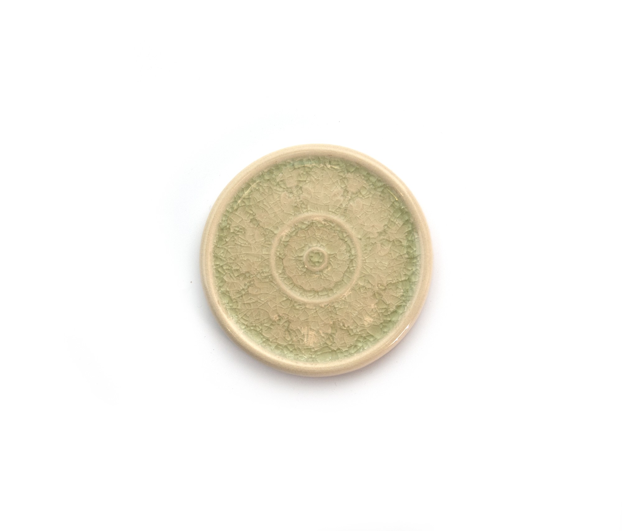 Steingutuntersetzer 'Blütenblätter', hellgrün, Ø 11 cm, H 1 cm zu 5,00