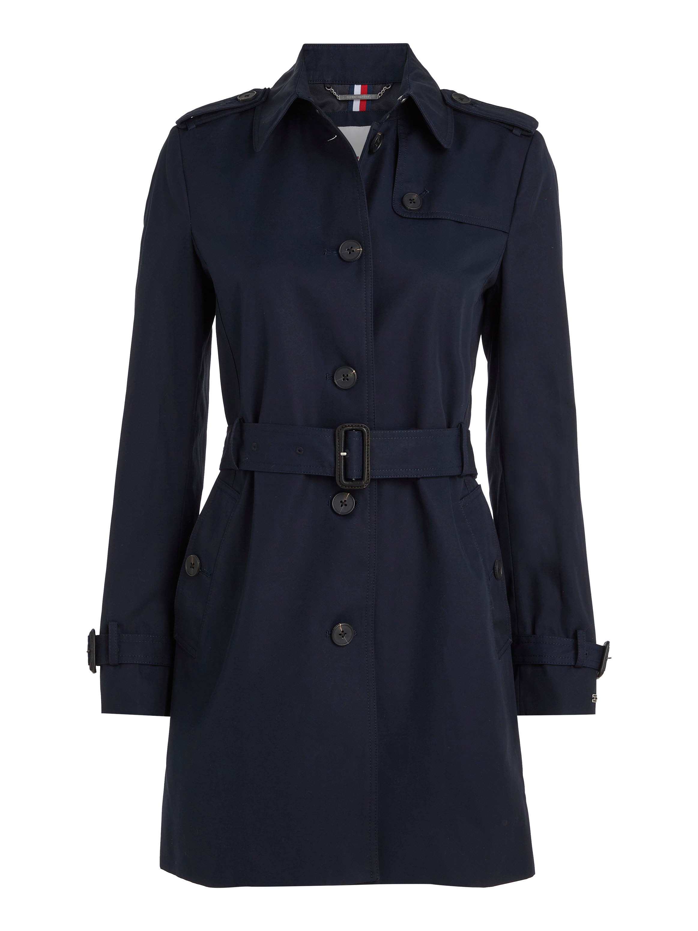 Tommy Hilfiger Langjacke »HERITAGE SINGLE BREASTED TRENCH« mit den typischen Trenchdetails & Tommy Streifen als Gürtelschlaufe