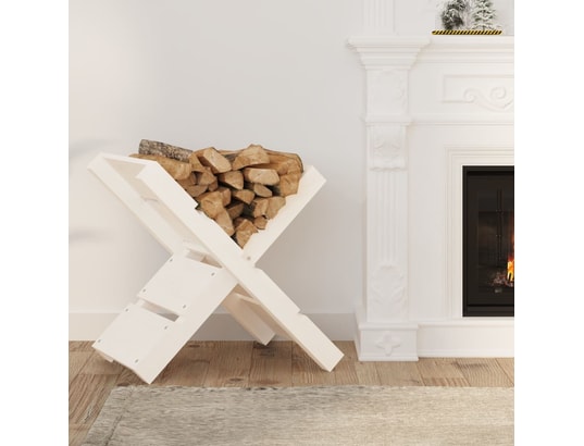 VIDAXL - Accessoires cheminée Porte-bûches blanc 47x39,5x48 cm bois massif de pin