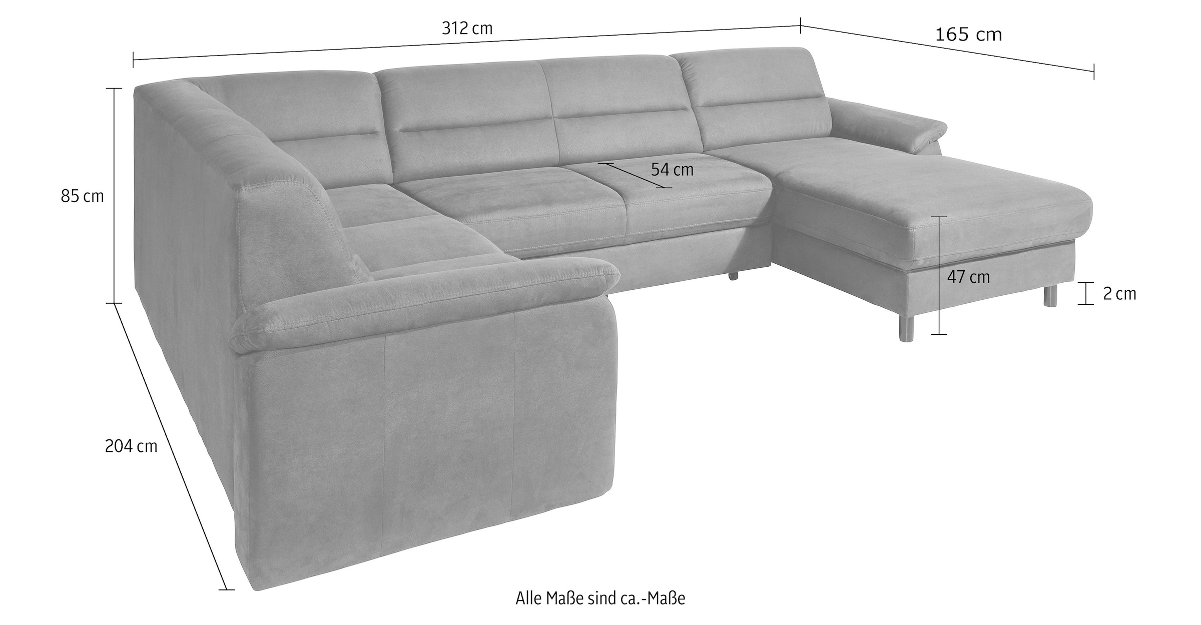 sit&more Wohnlandschaft »Top Ascara U-Form« inklusive Boxspring/Federkern-Polsterung, wahlweise mit Bettfunktion