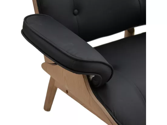 fauteuil cuir bois massif noyer noir 80x80x96,5 cm
