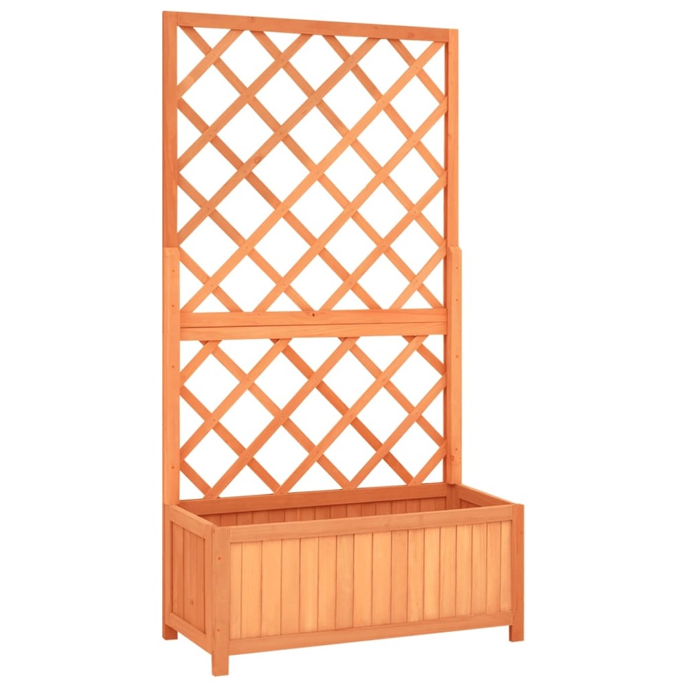 Jardinière à treillis jardin marron 70x30x135 cm bois de sapin