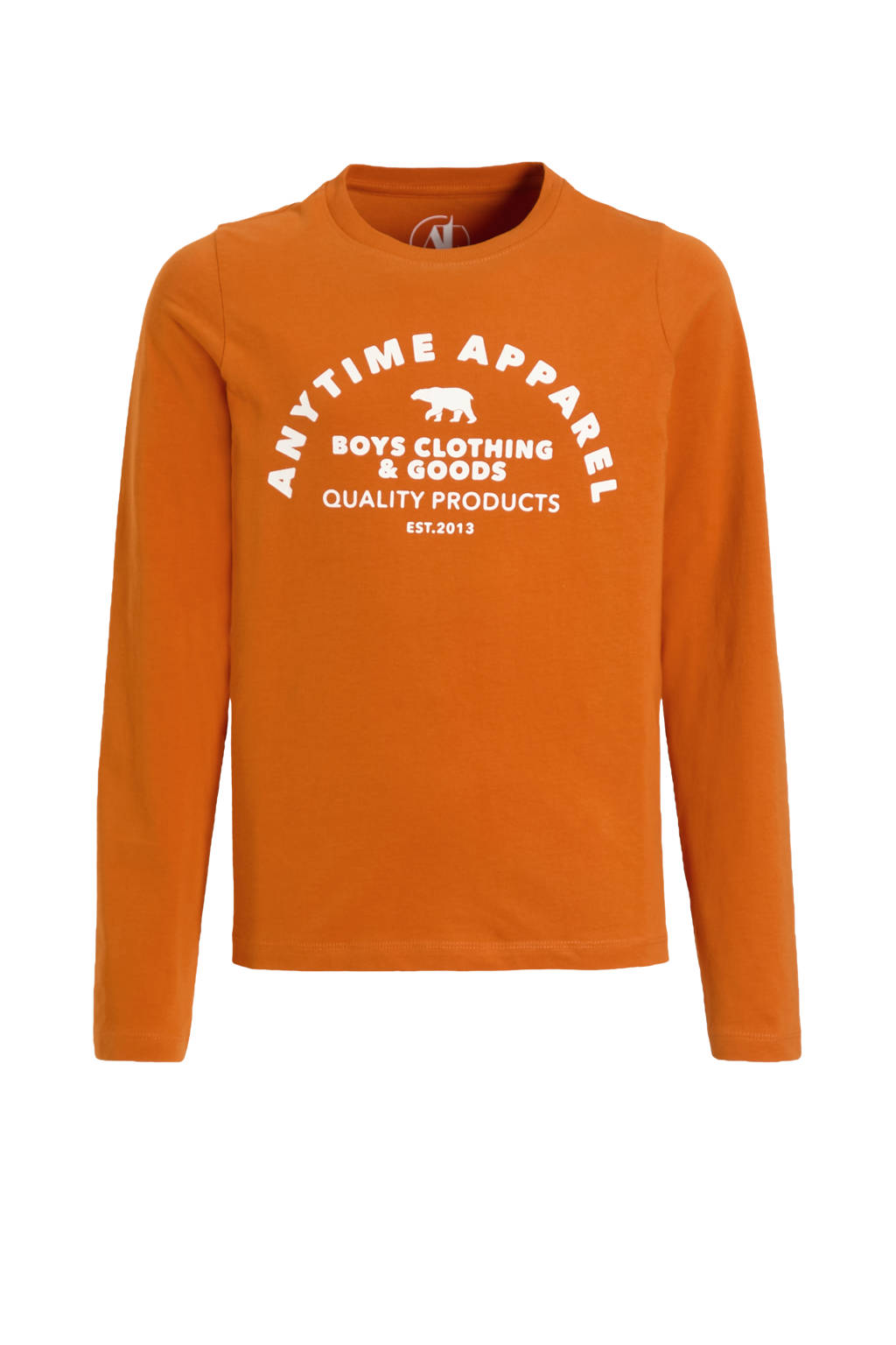 anytime longsleeve met printopdruk donker oranje